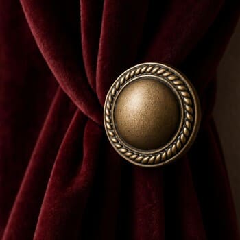 Bordo perde bağlama detayıyla topuz aksesuar yakın planı