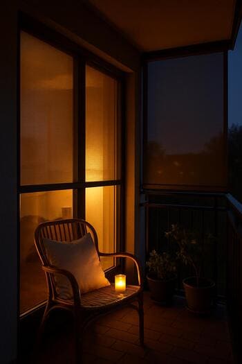 Akşam saatlerinde screen storlu balkon penceresi