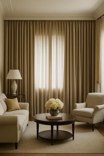 Projeden sonra tavandan yere inen tam duvar salon perdesi