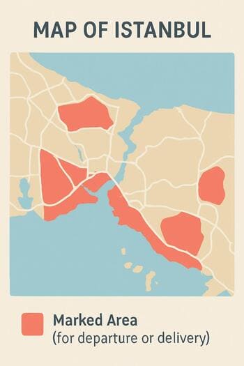 İstanbul haritası üzerinde işaretlenmiş perde proje bölgeleri